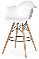 Кресло барное Тауэр Вуд белое Eames DAW Barstool, в стиле лофт