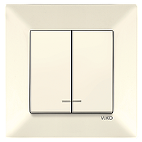 Вимикач 2-клавішний з підсвіткою VIKO Meridian Крем (90970250)