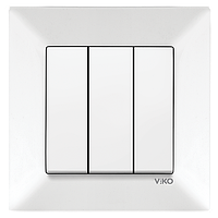 Вимикач 3-клавішний VIKO Meridian Білий (90970168)