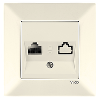 Розетка телефонна (RJ11) VIKO Meridian Крем (90970213)