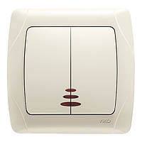 Вимикач 2-клавішний з підсвіткою VIKO Carmen Крем (90562050)