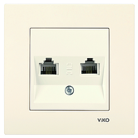 Розетка телефонна подвійна (2 X RJ11) VIKO Karre Крем (90960133)