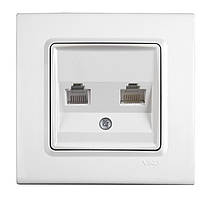 Розетка телефонна подвійна 2 X RJ11 VIKO Linnera Біла (90400033)
