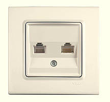 Розетка телефонна подвійна 2 X RJ11 VIKO Linnera Крем (90401033)