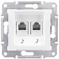 Розетка телефонна RJ11 на 4 контакт подвійна Schneider Electric Sedna Білий SDN4201121