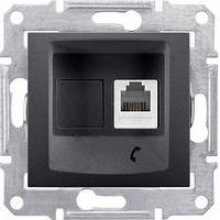 Розетка телефонна RJ11 на 4 контакти Schneider Electric Sedna Графіт SDN4101170