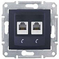 Розетка телефонна RJ11 на 4 контакт подвійна Schneider Electric Sedna Графіт SDN4201170