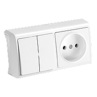 Вимикач 2-клавішний + Розетка горизонтальна VIKO Vera Білий (90681089)