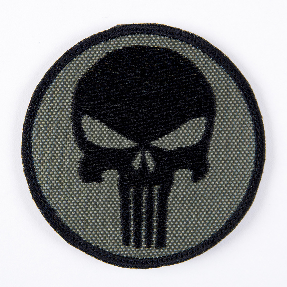 Вишитий шеврон "Punisher Каратель" круглий на липучці (олива)