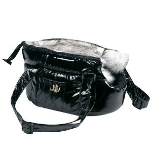 Утеплена сумка-переноска для собак і кішок, чорна, регульовані ручки