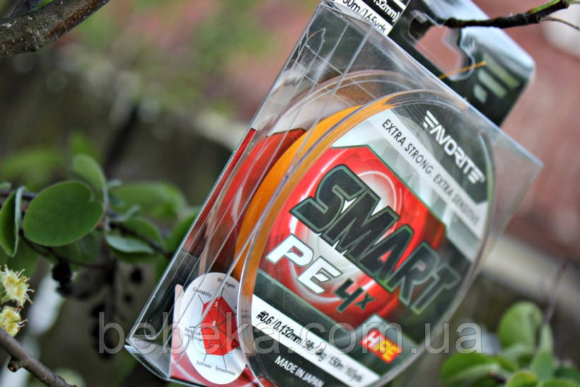 Шнур Favorite Smart PE 4x 150м (оранж.) #0.5/0.117 мм 3.6 кг (1693.10.40 )