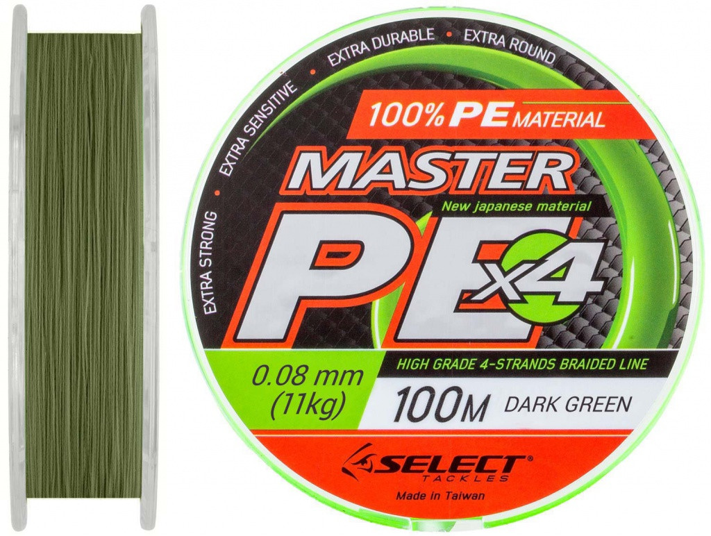 Шнур Select Master PE 100m 0.08 мм 11кг темн.-зел. (1870.01.41 )