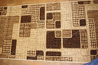 Дорожка ковровая искусственная закругленные квадраты коричневые