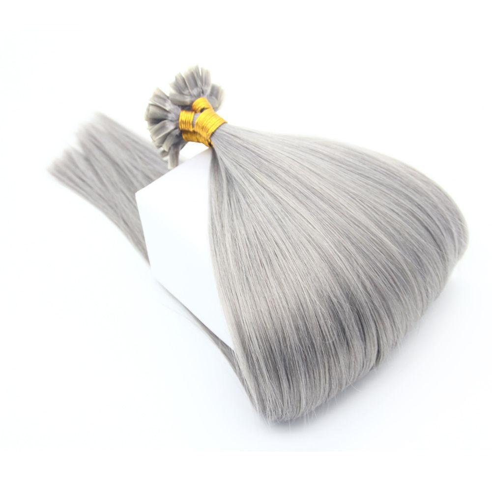 Прядь натуральных волос на кератиновой капсуле для наращивания серебристо-серая - фото 3 - id-p544374782