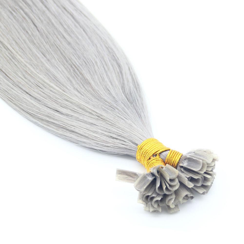 Прядь натуральных волос на кератиновой капсуле для наращивания серебристо-серая - фото 1 - id-p544374782