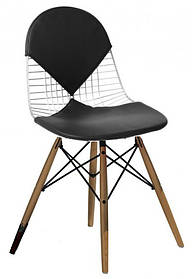 Стілець Майя Вуд, сидіння та спинка шкірозамінник чорний, 48*49*85, висота сидіння 42см