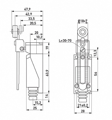 Выключатель концевой e.limitswitch.03, 5А, 1NO+1NC - фото 2 - id-p546955678