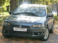 Реснички на фары Mitsubishi Lancer 10 Передние стеклопластик (под покраску) Orticar