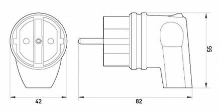 Вилка кутова каучукова e.plug.rubber.angle.027.16, з з/к, 16А, фото 2