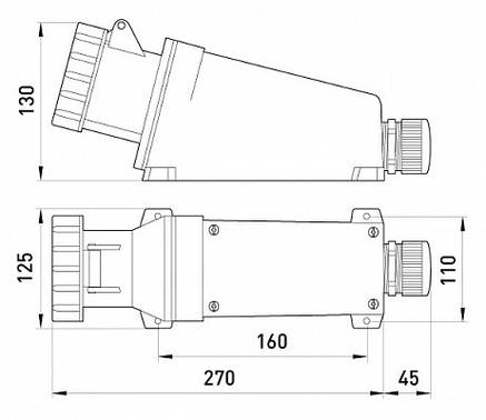 Силова розетка стаціонарна e.socket.pro.3.63, 3п., 220В, 63А (133), фото 2