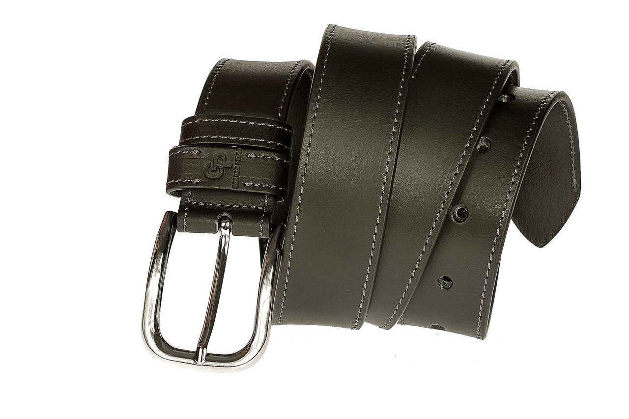 Шкіряний ремінь Casual, чорний прошитий