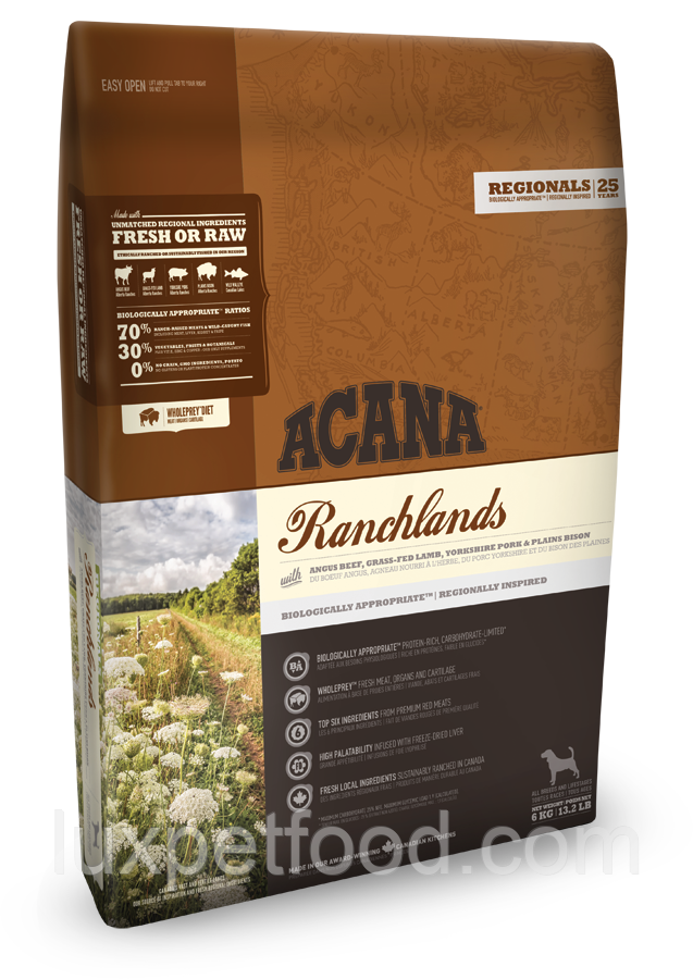 ACANA RANCHLANDS DOG 2 кг Акана беззерновой корм для собак усіх порід і вікових груп 2 кг