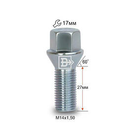 Болт колісний 074110 Z M14X1.5X28 Цинк Конус з виступом ключ 17 мм