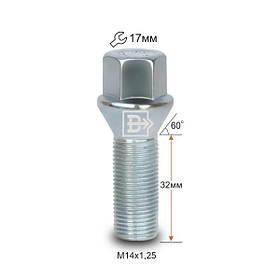 Болт колісний 077125 Z M14X1,25X32 Цинк Конус з виступом ключ 17 мм