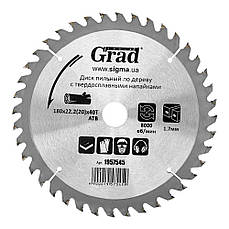 Диск пильний по дереву з твердосплавними напайками Grad 1957545 180х22,2(20)х40t