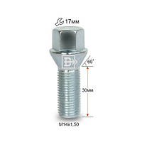 Болт колесный 074120 Z M14X1,5X30 Цинк Конус с выступом ключ 17 мм