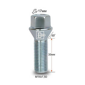 Болт колісний 074137 Z M14X1,5X35 Цинк Конус з виступом ключ 17 мм