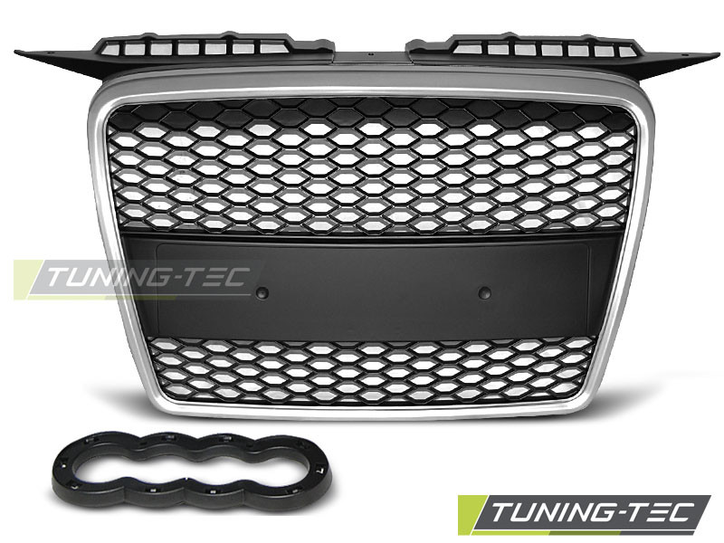 Решітка радіатора тюнінг Audi A3 8p (05-08) стиль RS мат срібло, фото 1