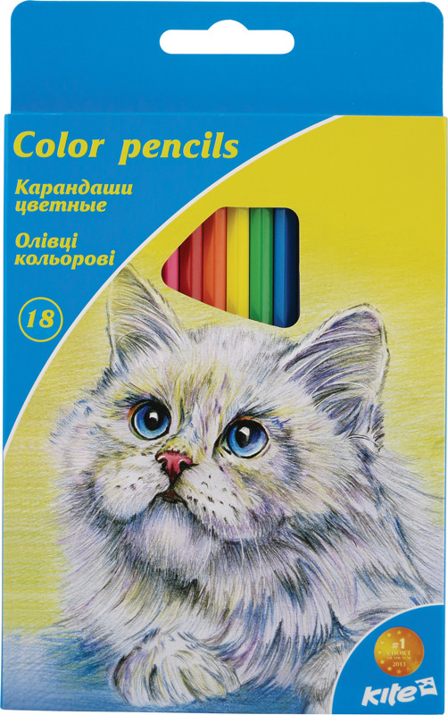 Олівці кольорові Kite "Тварини" 18 кольорів K15-052