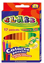 Олівці кольорові 12 шт. 24цв. CLASS Premium 1612/24