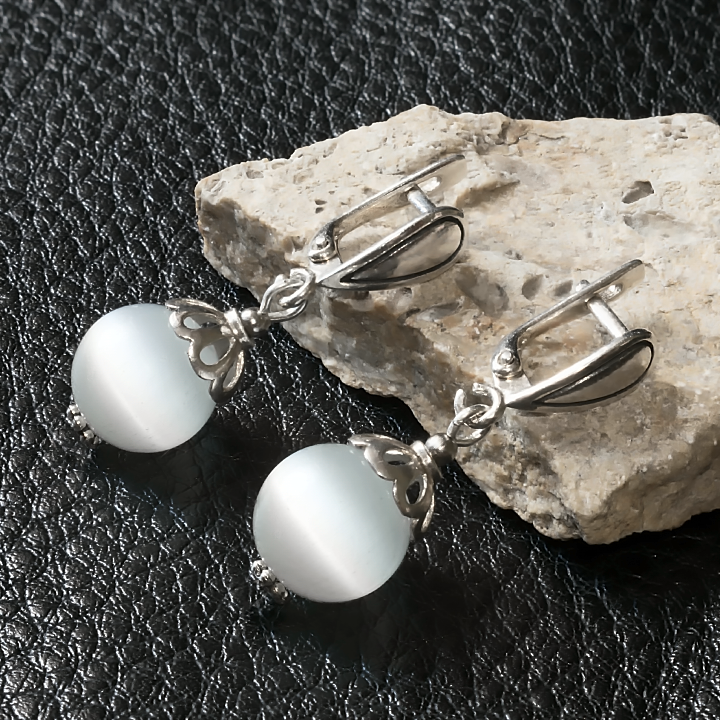 Котяче око, срібло, сережки, 199СРК