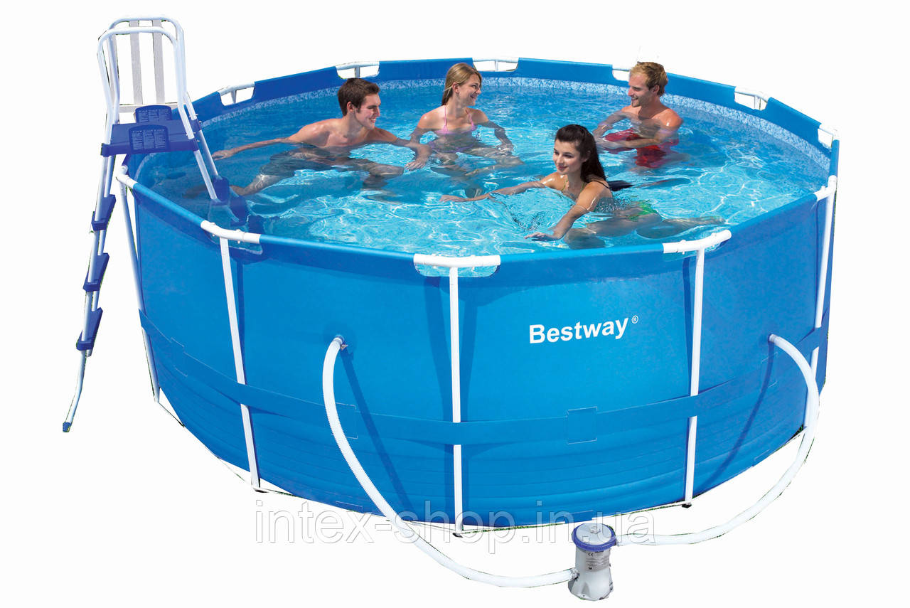 Каркасний басейн Bestway 56420, (366х122 см) (Картриджний фільтр-насос 2 006 л/год, сходи)