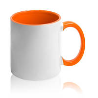 Чашка сублимационная цветная внутри и ручка Оранжевая
