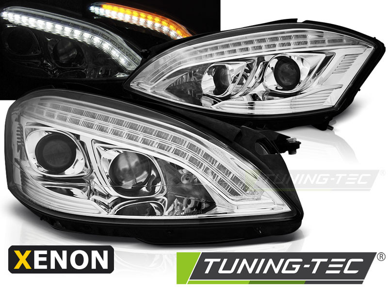 Передні фари Mercedes W221 тюнінг Led оптика стиль W222 хром