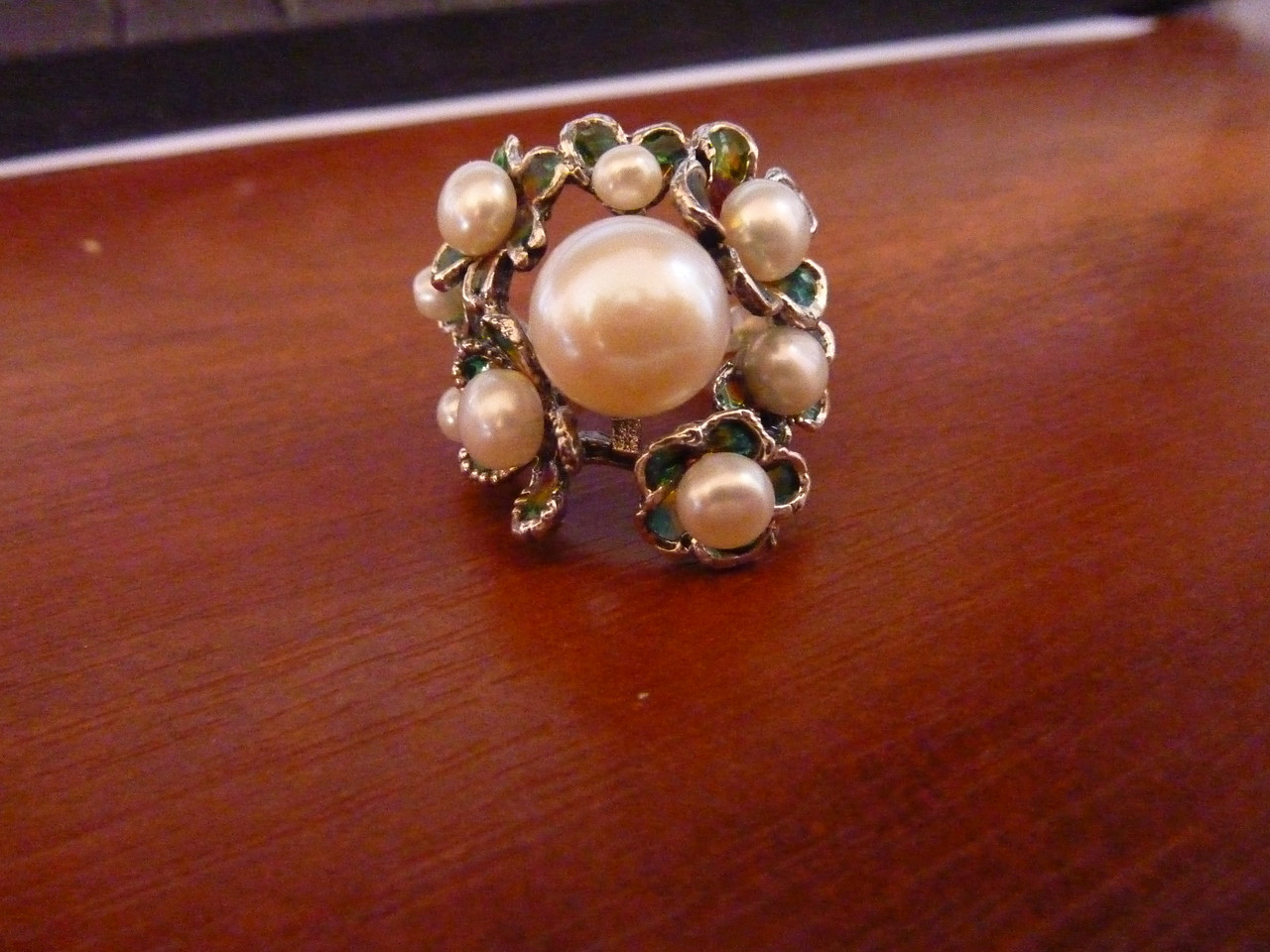 Серебряное кольцо с натуральным жемчугом и эмалью - фото 2 - id-p547575254