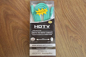 Кабель E-Cable HDMI - HDMI 3м плоский зелёный