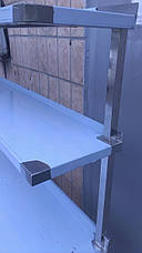 Стіл виробничий з нержавіючої сталі з бортом, двома верхніми та двома нижніми полицями, фото 3