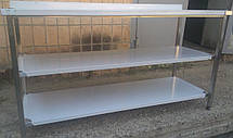 Стіл виробничий з нержавіючої сталі з бортом, двома верхніми та двома нижніми полицями, фото 5