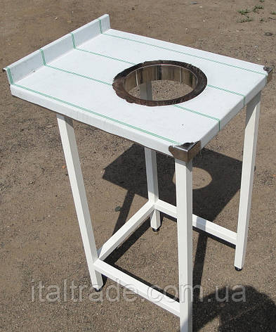 Стіл виробничий з нержавіючої сталі з бортом, отвором для харчових відходів та нижньою полицею, фото 2