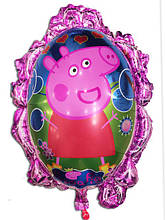 Кулька велика повітряна фольгована в стилі Свинка Пеппа "Зеркало" 70 х 59 см.