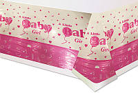 Скатерть праздничная полиэтиленовая для девочки на 1 годик "Baby Girl"