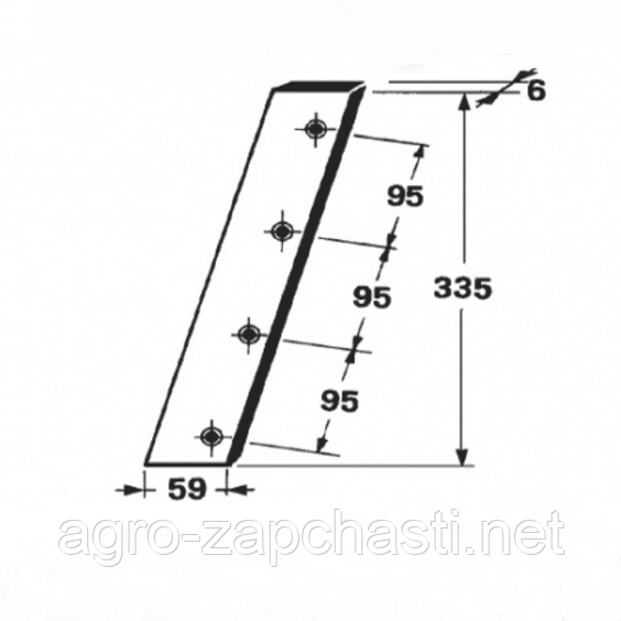 Ніж поршня нерухомий 1116.03.02.01 на прес-підбирач Welger AP 61, 63 — 335 мм. (58.451)