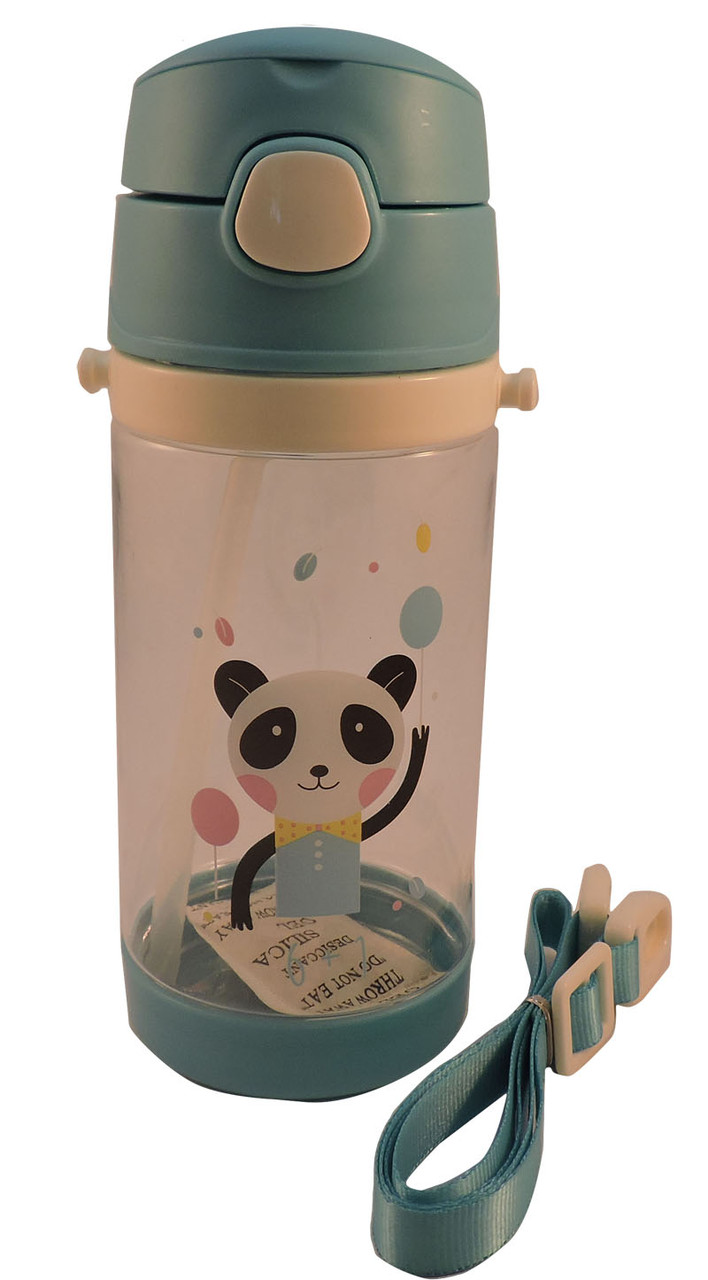 Дитяча пляшка для води з трубочкою 500 мл, синя (210-1)