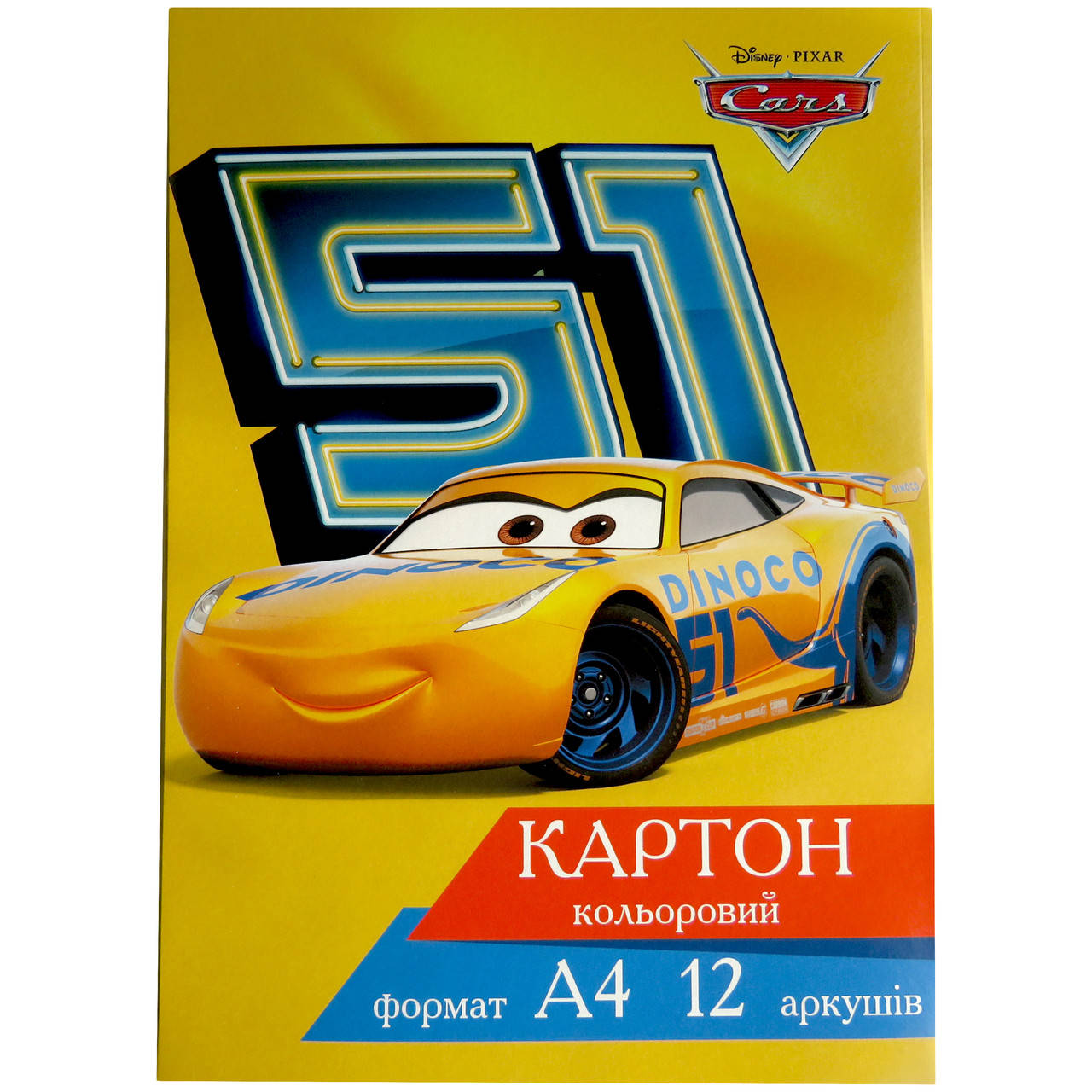 

Кольоровий картон А4, 12 аркушів, Тетрада Тачки 51
