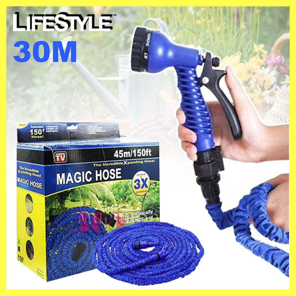 

Шланг для полива 30 м с распылителем Magic Hose / Растягивающийся садовый шланг