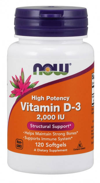

Now Foods, витамин D3 (120 капс. по 2000 МЕ), vitamin D-3, вітамін D3